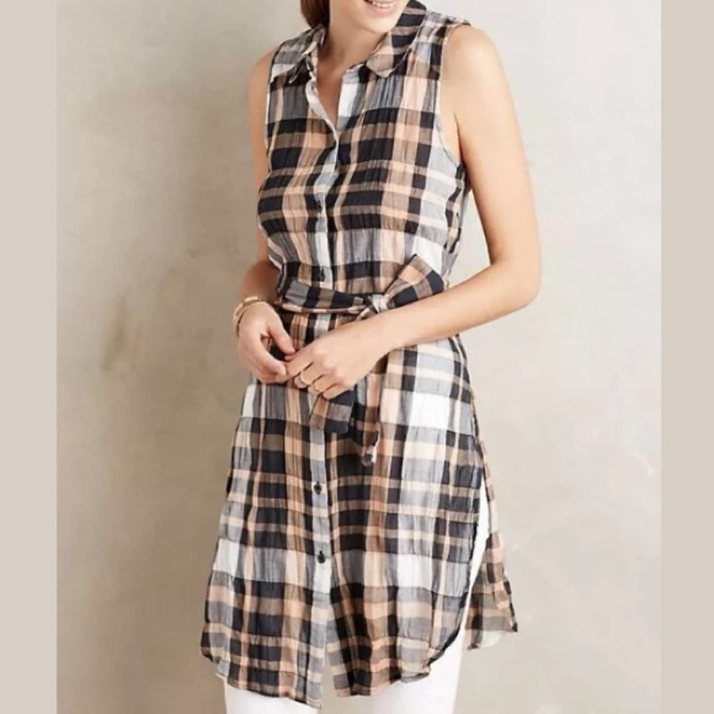 Holding Horses Anthropologie Plaid Tunic Top